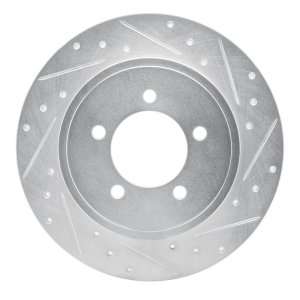 Ford Explorer Brake Rotor (1) - Rear Right - R1 Concepts - Drilled & Slotted - Silver - `02-`10